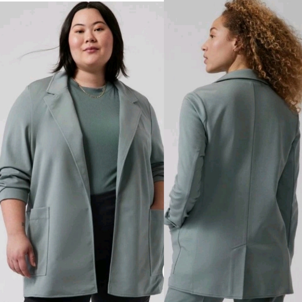 Athleta Eastbound Blazer Minimalist Gray Sage Green Jacket Women’s Size 22